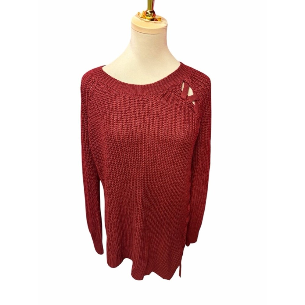 Rock & Republic Chunky Scoopneck Sweater in Wine Red